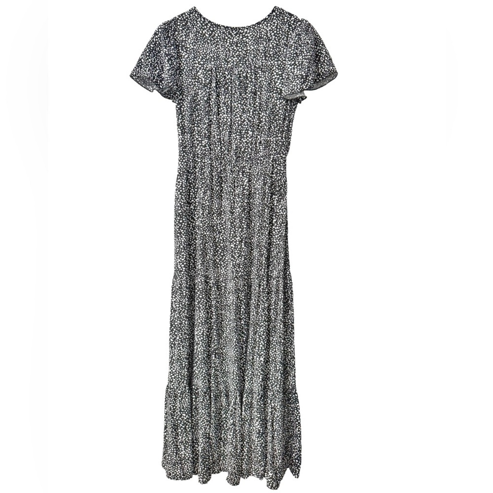 Fit and Flare Reverse Dalmatian Print Split Hem A-Line Dress Maxi S - Picture 5 of 7